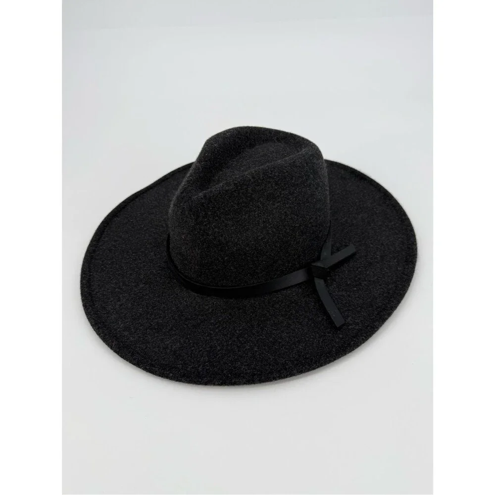 Treasure & Bond Wide Brim Wool Blend Fedora Hat | Charcoal | One Size